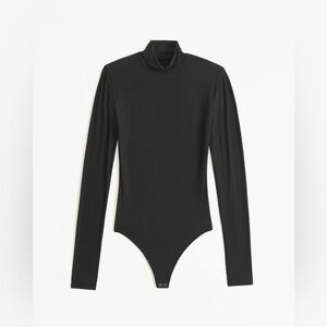 Abercrombie & Fitch Soft Matte Seamless Long-Sleeve Mockneck Bodysuit in Black